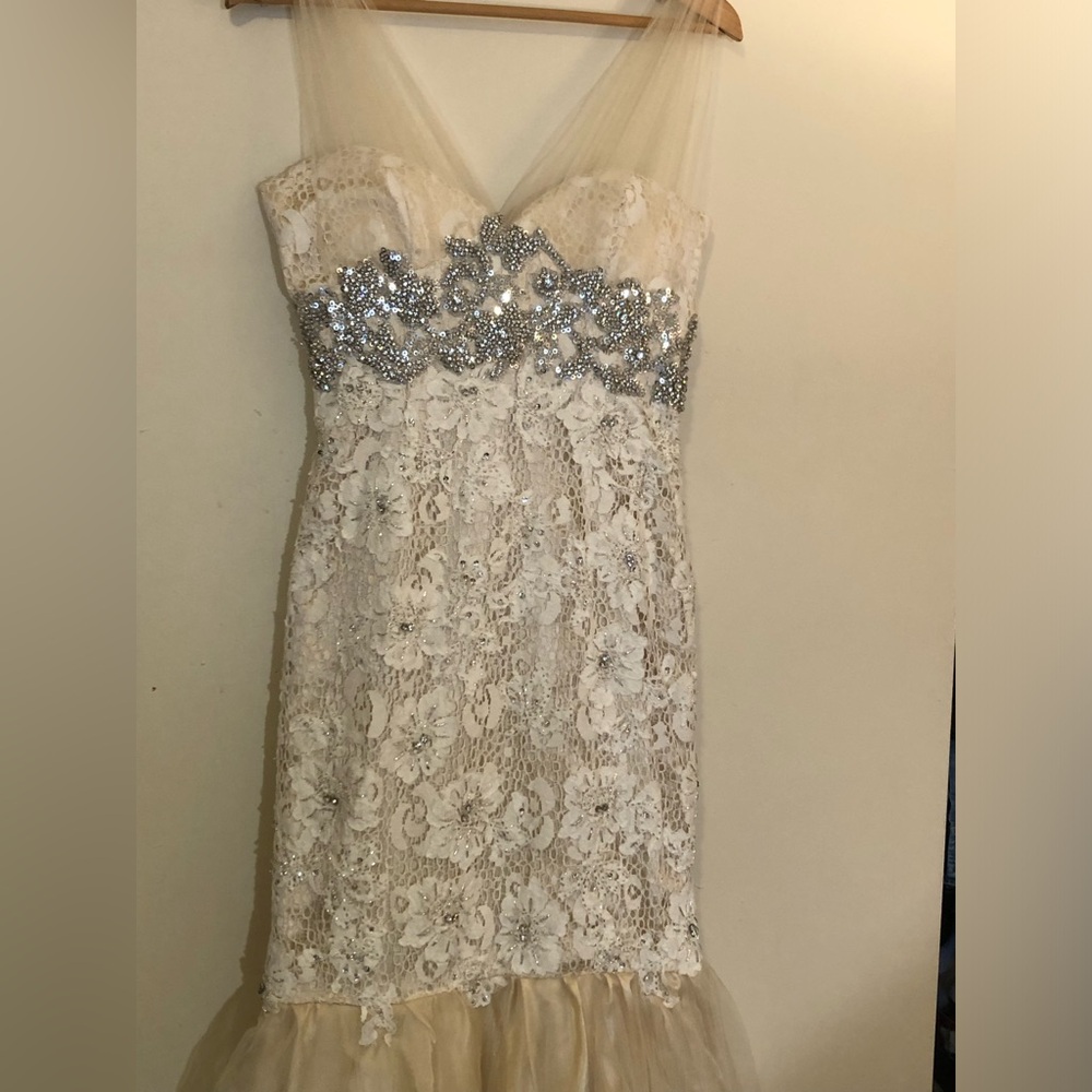 Jovani Lace Mermaid Dress Ivory - Picture 13 of 16